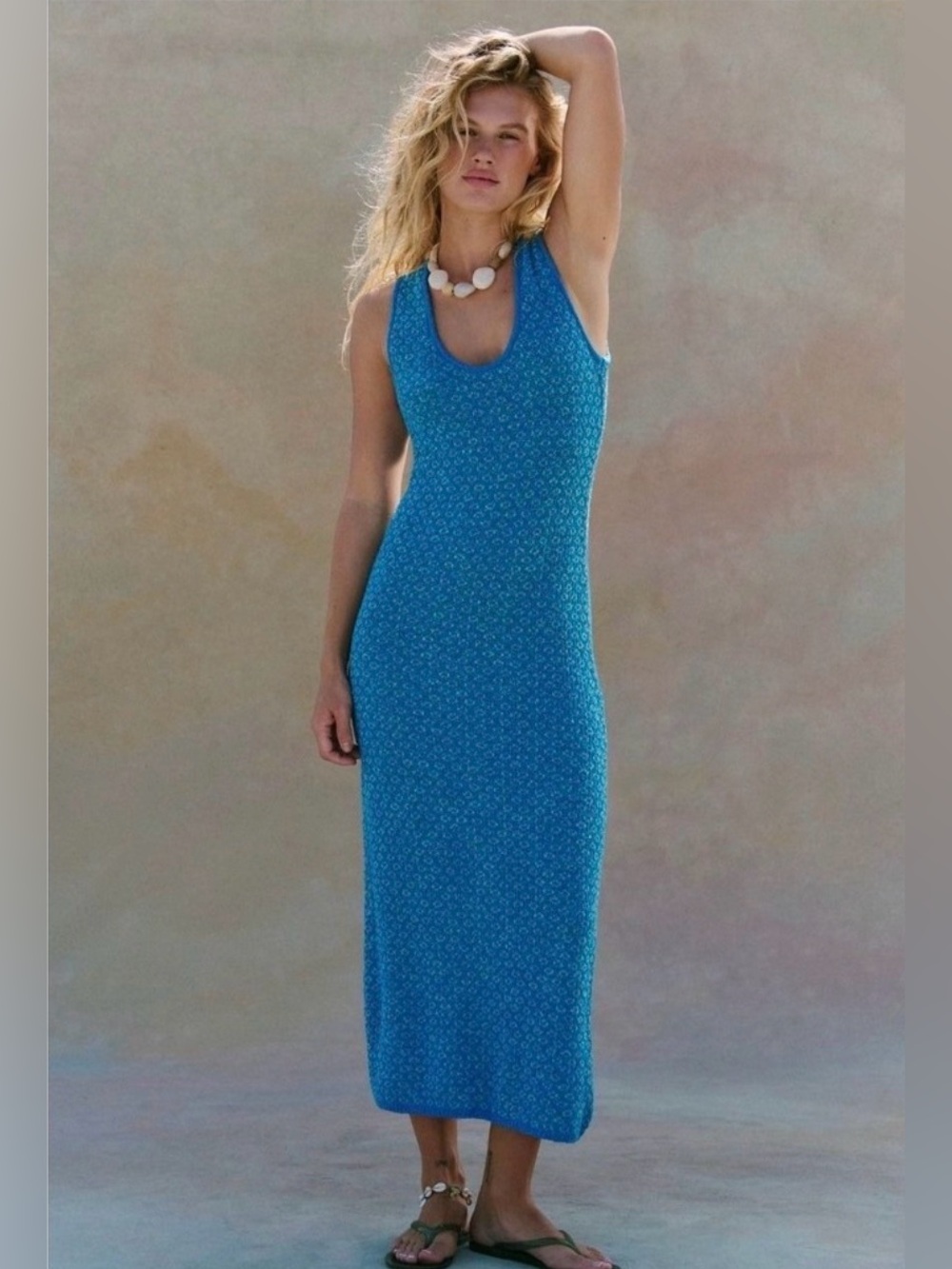 Free People Genie Sweater Midi Dress Blue Small cotton blend New NWT Summer